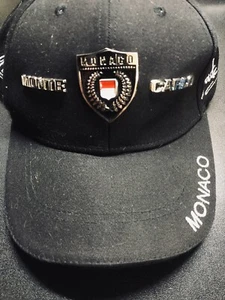 Monte Carlo Mónaco Sombrero Gorra Negro Plata Emblema Carreras Ajustable IMPORTADO - Imagen 1 de 5
