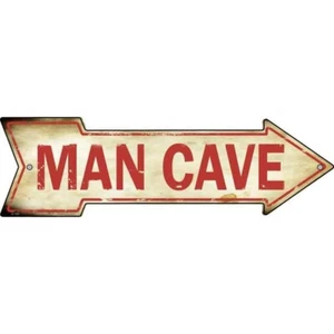 Man Cave Novelty Metal Arrow Sign  Directional 17" x 5" Wall Decor - Picture 1 of 1