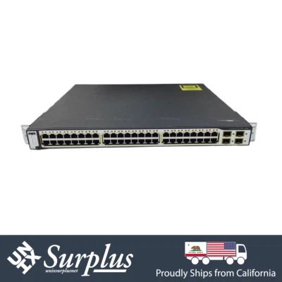 48 Port 1Gb RJ45 Cisco WS-C3750G-48TS-S Ethernet Switch w/Ears | 4 Port 1Gb SFP - Image 1 of 4