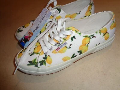 NEW Superga Disney 2750 "White with Lemons" Lace Up Sneakers, Size 9 - Image 1 of 4