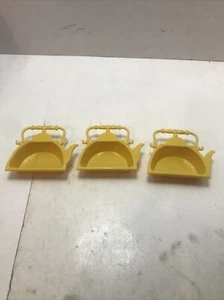 3 Vintage 70er/80er Teebeutelhalter Nesting Caddy Teekanne Retro gelb Kunststoff - Bild 1 von 3