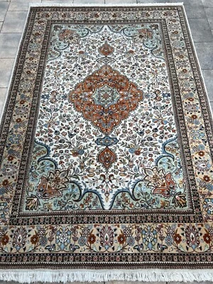 Täbriz Teppich Orient Perser Rug Tabatabai Beige Schurwolle Alt Vintage Premium - Bild 1 von 4