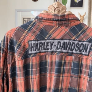 Harley Davidson Motorcycle Cotton Applique Logo Plaid Flannel 4XL - Picture 1 of 10