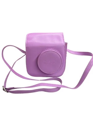 Bolso para cámara tipo cuero Chevron púrpura para Fuji Instant Instax Mini Foto 1 de 4