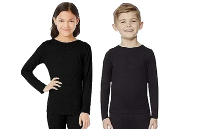 Pacote com 2 camisas 32 graus Heat Kids manga longa gola redonda SOMENTE (preto G) NOVO SEM ETIQUETAS - Imagem 1 de 2