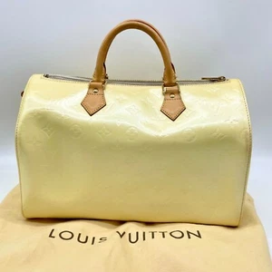 Louis Vuitton Handbag Speedy 35 Vernis Leather Beige SP0096 Authentic - Picture 1 of 24