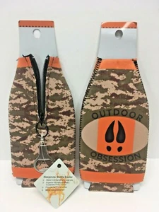 Neoprene Camouflage Zipper Bottle Coozie - W/ Opener - Outdoor Obession - Picture 1 of 2