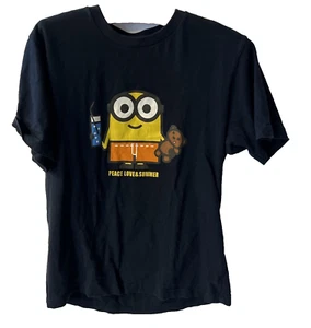Minions Graphic T-Shirt Peace Love Summer Cotton Tee Size SMALL - Picture 1 of 9