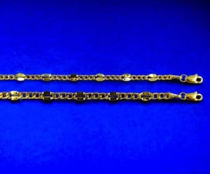 10K Yellow Gold SOLID Mirror Figaro Chain Bracelet Link Women 3mm-5mm 7"-9" - Picture 1 of 10