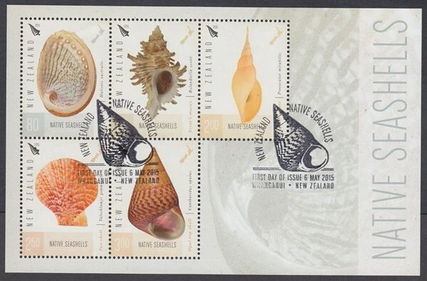 NEW ZEALAND 2015 NATIVE SEASHELLS USED M/S (ID:MU2669) - Image 1 of 1