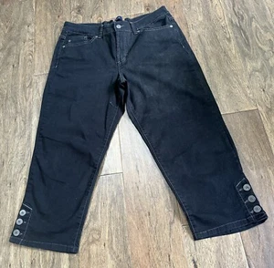 Anne Klein Jeans Womens Size 12 Black Capri Denim Jeans Comfort Outdoors Ladies - Picture 1 of 13