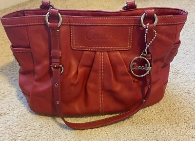 Coach Ashley Red Leather Double Handle Zipper Closure Tote Shoulder Bag EUC - Image 1 of 4