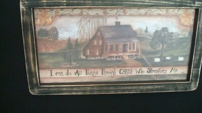 Prim Print **I CAN DO ALL THINGS THROUGH CHRIST WHO STRENGTHENS ME**12" x 6 1/2" - Image 1 of 3