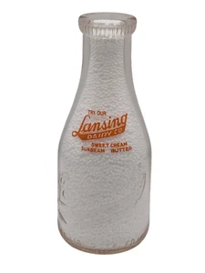 Vintage Lansing Dairy Co. Glass Milk Bottle One Quart 9.75” Tall-Free Shipping - Picture 1 of 12