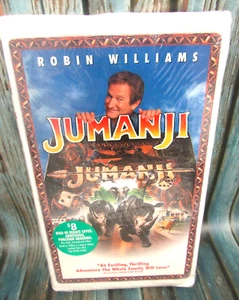 VHS Factory Sealed JUMANJI 1996 Watermark Hype Promo Sticker Robin Williams - Picture 1 of 3
