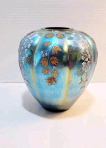 Rare Fenton Favrene Iridescent Glass Ginger Jar Vase HP Connoisseur Limited Edit - Picture 1 of 15