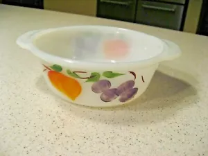 Vintage Anchor Hocking Fire King 1 PT. Casserole Dish Gay Fad Fruit #445 - Picture 1 of 4