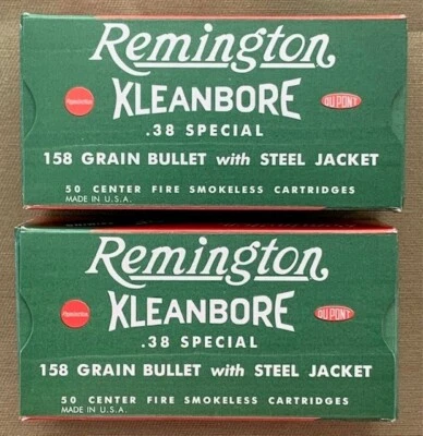 REMINGTON WWII CAL. .38 SPL 158 GRAIN BALL W/STEEL JKT NEW REPLICA AMMO BOXES