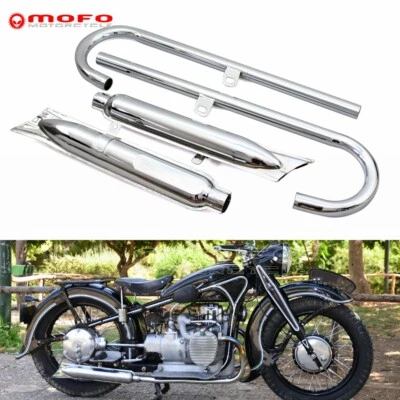 Tubos de escape silenciadores cola de pez cromados completos para BMW M1 M72 R71 Dnepr MT12 Foto 1 de 4