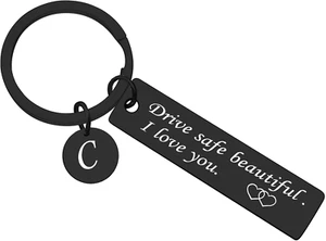 Drive Safe Keychain for Her 26 Letter Keychain Gifts for Girlfriend Wife Daughte - Picture 1 of 12