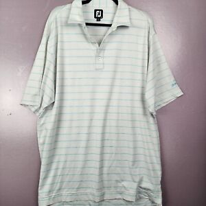 Footjoy FJ Mens Light Blue & White Striped Polo Size XL Three Button Shirt