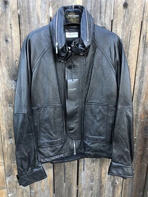 Chaqueta de cuero negra nueva con etiquetas $5K Saint Laurent 2017 talla S 46 EE. UU. 36 Foto 1 de 4