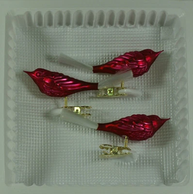 Lauschaer Glas Christbaumschmuck Vögel Glas dunkelrot matt mundgeblasen - Bild 1 von 4