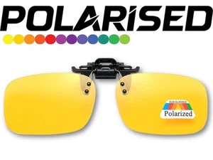 Clip-On Polarized Yellow Driving Glasses UV400 Night Vision Anti-Glare - Picture 1 of 13