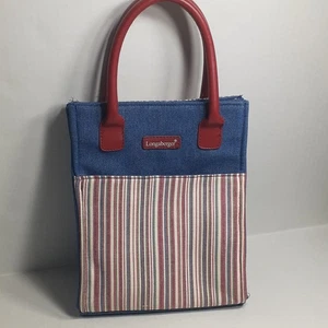 Longaberger Homestead Women's Handbag Striped Denim Purse - Picture 1 of 12