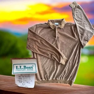 Vtg LL Bean Suede Shirt Men Sz XL Soft XLT Tall 1/4 Collared Pull Over Disco USA - Picture 1 of 13