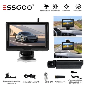5" Monitor W/Camera car truck Trailer Bus +Magnetic Solar Wireless Backup Camera - Picture 1 of 14