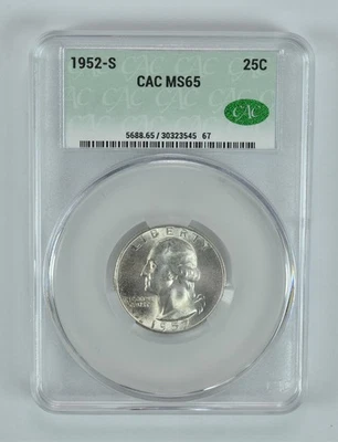 1952-S Washington Quarter MS65 CAC CACg - Image 1 of 4
