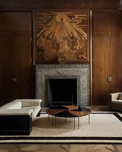 Alfombra beige acolchada a mano - 6 X 8 PIES, alfombra de lana fina india premium con Timele - Imagen 1 de 6