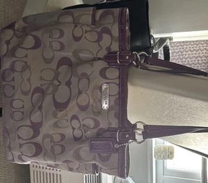 Vintage COACH grey And Purple Bag - Picture 1 of 5