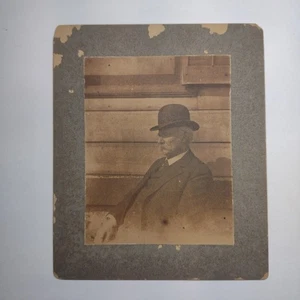 Antike Kabinettkarte Foto 1915 Mann im Bowlerhut Vintage - Bild 1 von 8