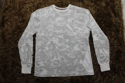 Volcom XLTG Long Sleeve Henley skull graphic all over print graywhite - Image 1 of 4