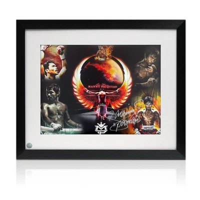 Von Manny Pacquiao signiertes Boxfoto. Gerahmt - Bild 1 von 3