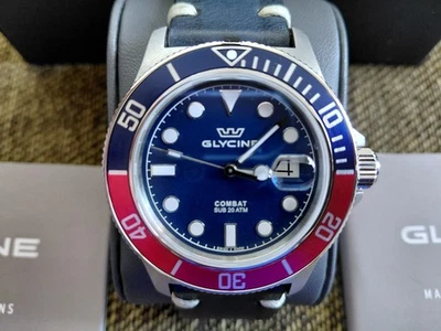 GLYCINE COMBAT SUB "Raro" esfera azul con bisel Pepsi GL1016. Impresionante combinación de colores Foto 1 de 4