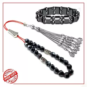 Cuentas de ansiedad griegas KOMBOLOI (hematita negra facetada-8 mm, 21 cuentas) - Imagen 1 de 10