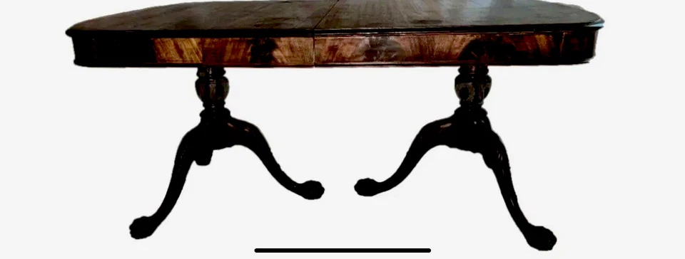 Chippendale Double Pedestal Ball & Claw Mahogany Dining Table.  Vintage - Image 1 of 4