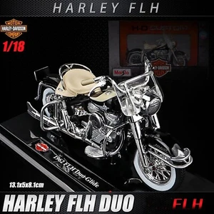Maisto 1/18 Harley Davidson 1962 FLH Duo Clide Motorcycle Model White Vintage - Picture 1 of 13