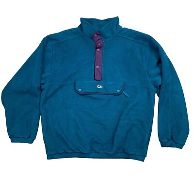 Suéter Chaqueta Pullover Vintage CB Sports Verde 1/4 Snap Anorak Polar Talla XL Foto 1 de 4