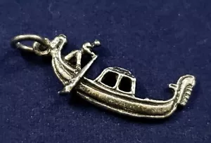 Gondola Canale Barca - Charm Bracciale Vintage Argento 3D .800 - Foto 1 di 4