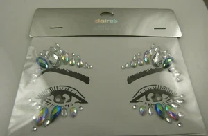 Face tattoos body art skin gems eyes Halloween faux crystal stick on bling - Picture 1 of 5