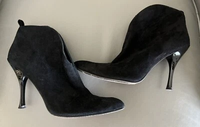 All Leather Stuart Weitzman Black Suede Stilleto Ankle Booties Size 9 Free Ship - Image 1 of 4