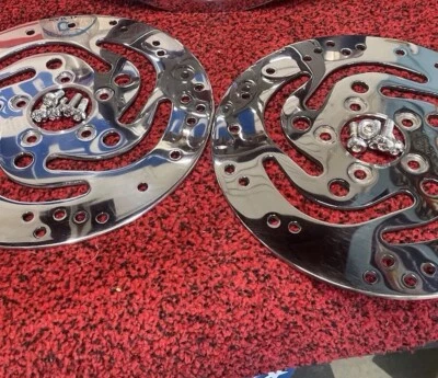 Harley-Davidson Genune OEM Delanteros y Traseros Show Rotores Pulidos y Cromo HWD Dyna Foto 1 de 4