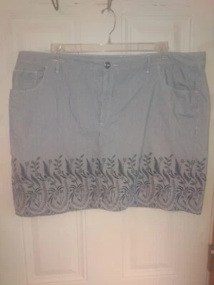 Croft Barrow Skort Mujer Plus 20W Azul y Blanco Rayas con Dobladillo Bordado Foto 1 de 4