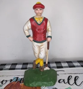 Cast Iron Vintage Golfer Golf Door Stop Figure Man Cave Décor 9 3/4" Bookend - Picture 1 of 9