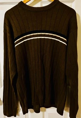 RUE21 - Мужская бизнес платье свитер - коричневый w/белый и темно-синий полоски - размер XL - Изображение 1 из 3