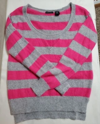 Suéter a Rayas MODA International Para Mujer Rosa Gris Talla M, Lana Pelo de Conejo Foto 1 de 4